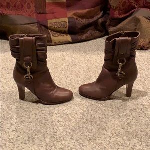 Coach brown leather high heel bootie boots 5